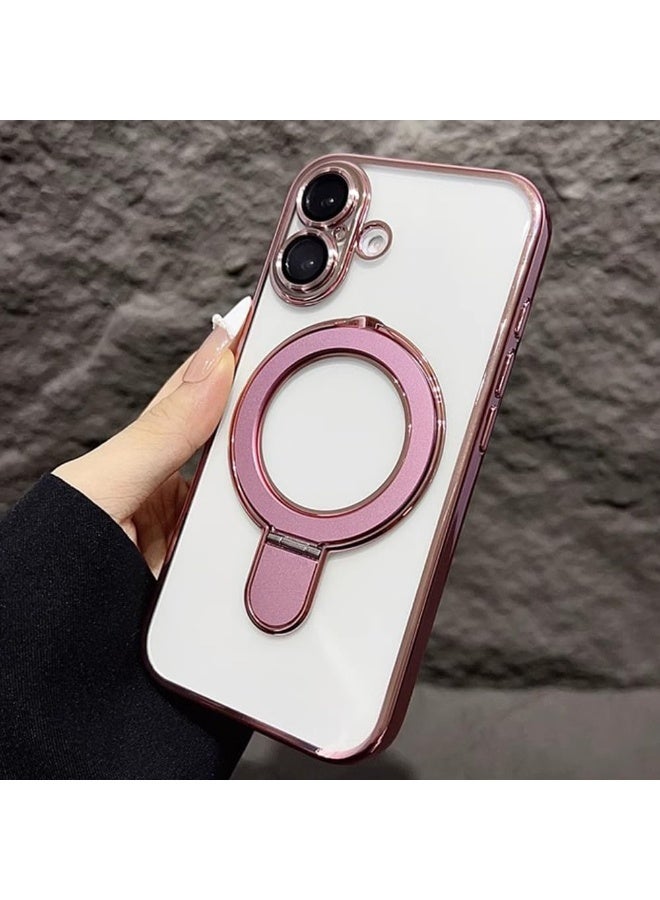 جراب مغناطيسي لهاتف iPhone 17، مع حامل حلقي غير مرئي، واقي مدمج لعدسة الكاميرا، متوافق مع MagSafe، جراب ناعم مقاوم للخدش والصدمات لهاتف iPhone 17 مقاس 6.3 بوصة، وردي - Image 2