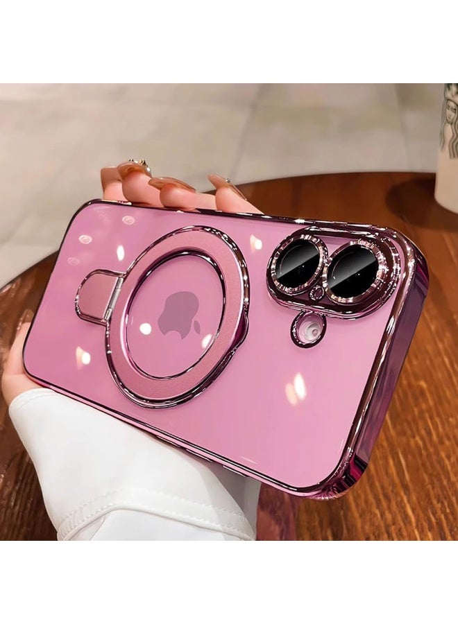جراب مغناطيسي لهاتف iPhone 17، مع حامل حلقي غير مرئي، واقي مدمج لعدسة الكاميرا، متوافق مع MagSafe، جراب ناعم مقاوم للخدش والصدمات لهاتف iPhone 17 مقاس 6.3 بوصة، وردي - Image 4