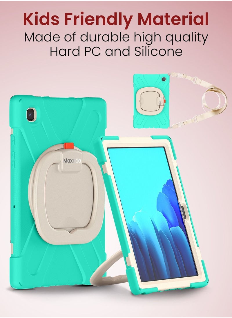 Moxedo - Moxedo Heavy Duty Shockproof Rugged Protective Colorful Case with 360 Rotating Kickstand and Shoulder Strap for Kids Compatible for Samsung Galaxy Tab A7 10.4 Inch (T500/T505) - Mint Green - Image 1