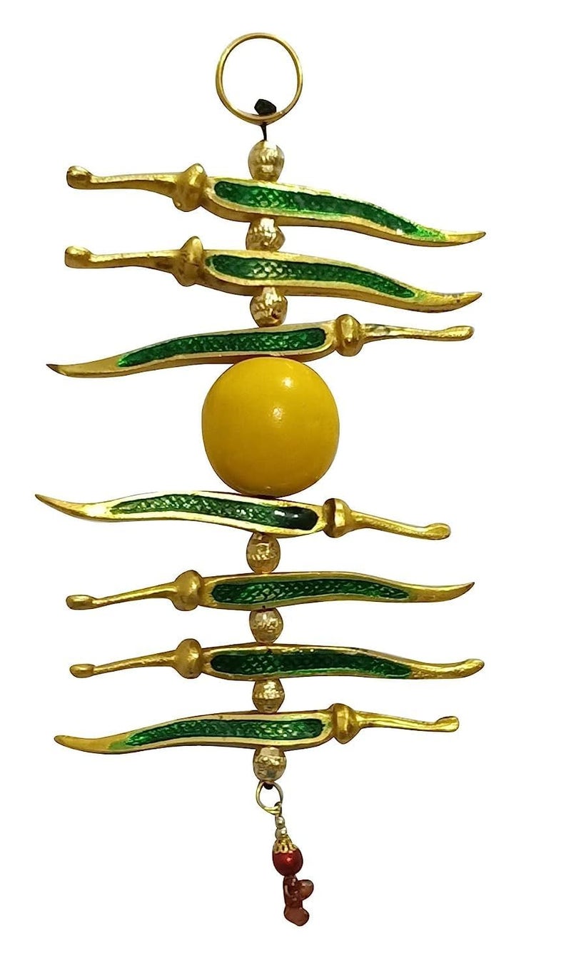 Rolimoli Set of 1 Metal Nimbu Mirchi Nazar Battu Wall Hanging Buri Nazar se Bachav- Evil Eye Protection Suraksha kavach - Image 4