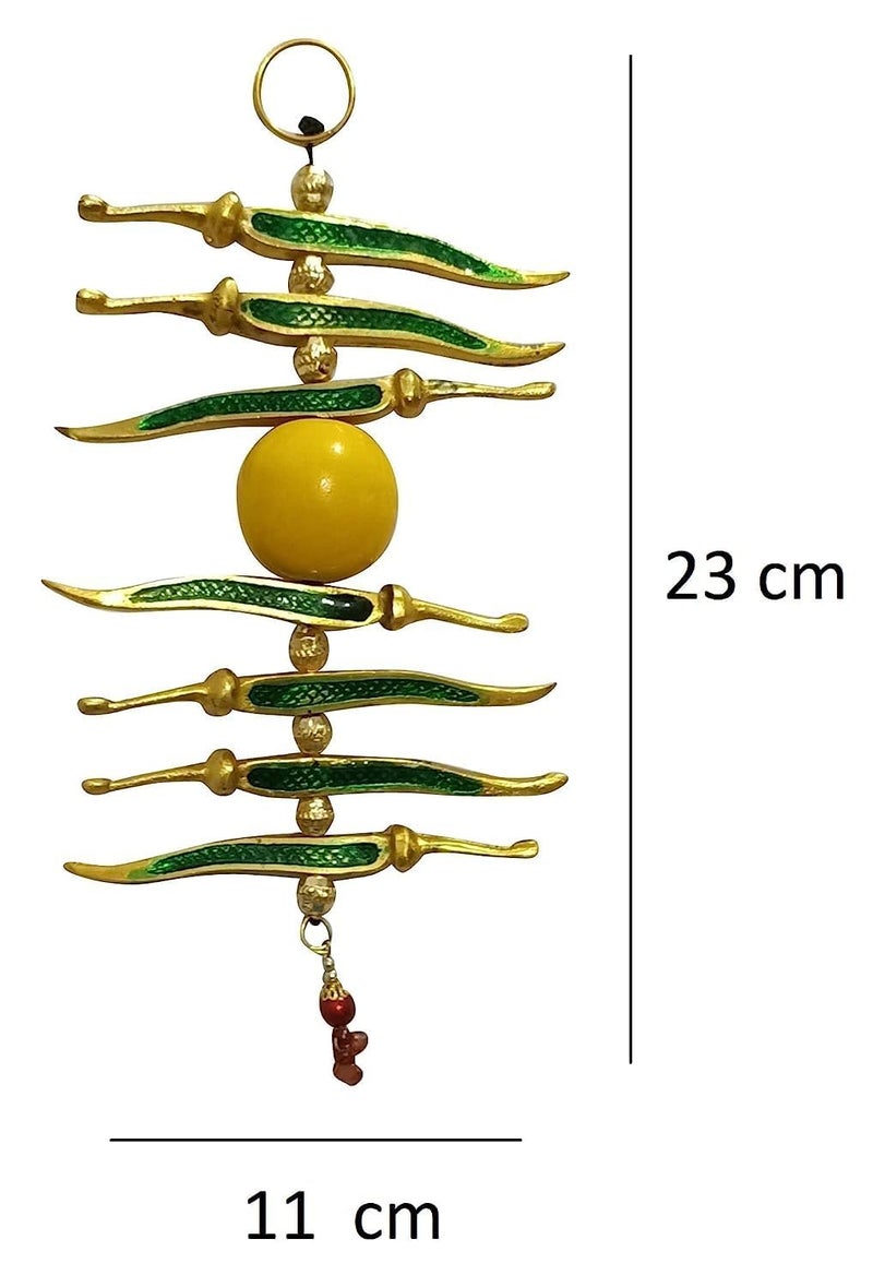 Rolimoli Set of 1 Metal Nimbu Mirchi Nazar Battu Wall Hanging Buri Nazar se Bachav- Evil Eye Protection Suraksha kavach - Image 2