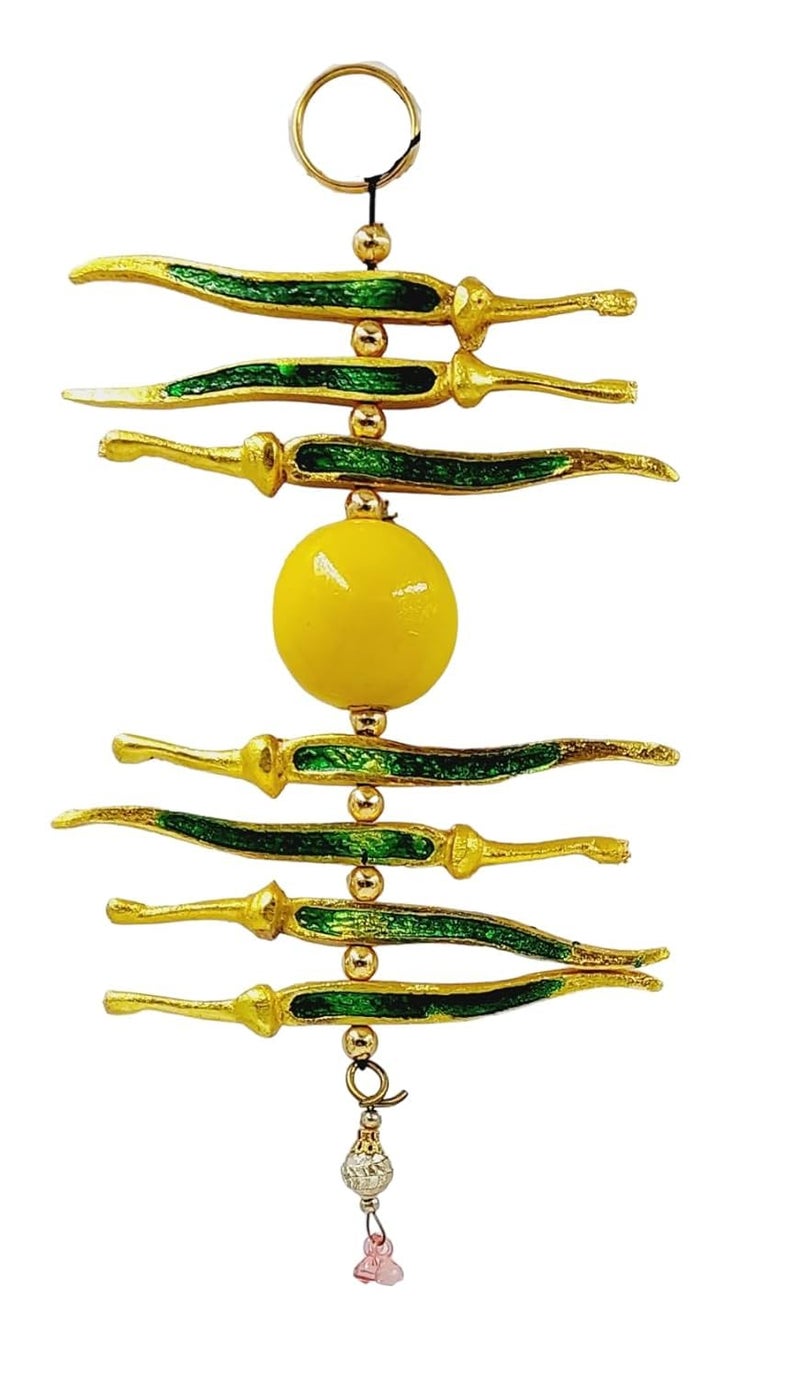 Rolimoli Set of 1 Metal Nimbu Mirchi Nazar Battu Wall Hanging Buri Nazar se Bachav- Evil Eye Protection Suraksha kavach - Image 3