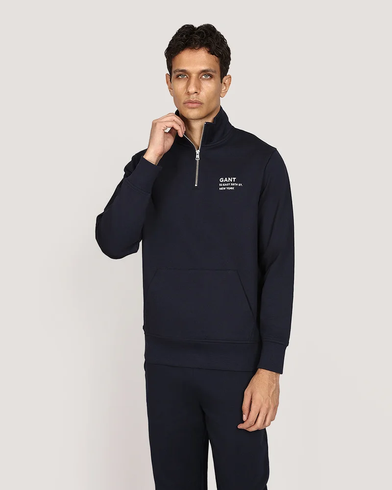 GANT Small Graphic Half Zip Sweat - Navy
