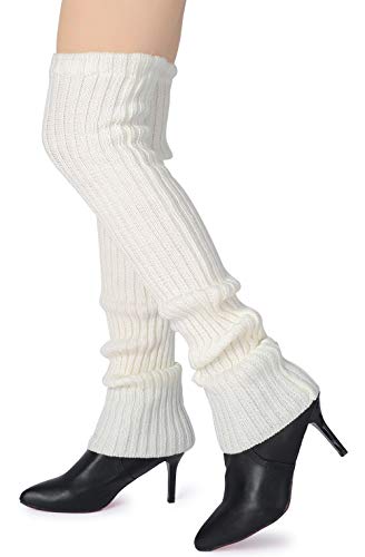 Pareberry Women's Winter Over Knee High Footless Socks Knit Warm Long Leg Warmers (White, 27 Inches) - Image 4