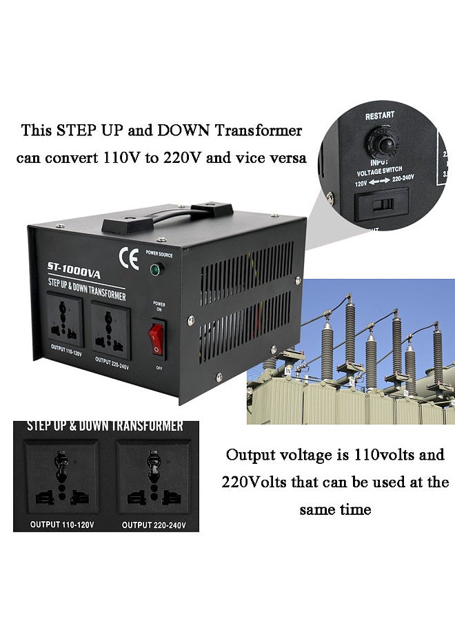 Generic Intelligent Efficient Step Up Down Transformer ST-1000W Household Electrical Appliance Voltage Converter  - Image 1