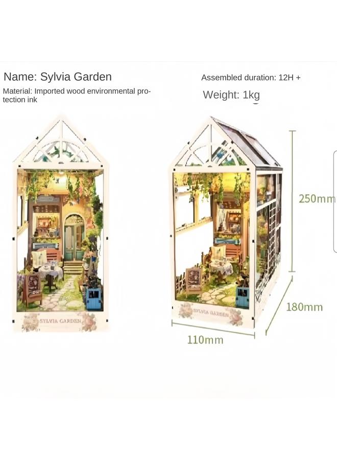 Bluejw DIY Cabin Sylvia Garden 3D Handmade Assembled Book Stand Desktop Ornaments Model Toy Birthday - Image 4