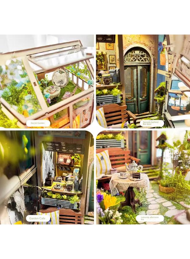 Bluejw DIY Cabin Sylvia Garden 3D Handmade Assembled Book Stand Desktop Ornaments Model Toy Birthday - Image 3