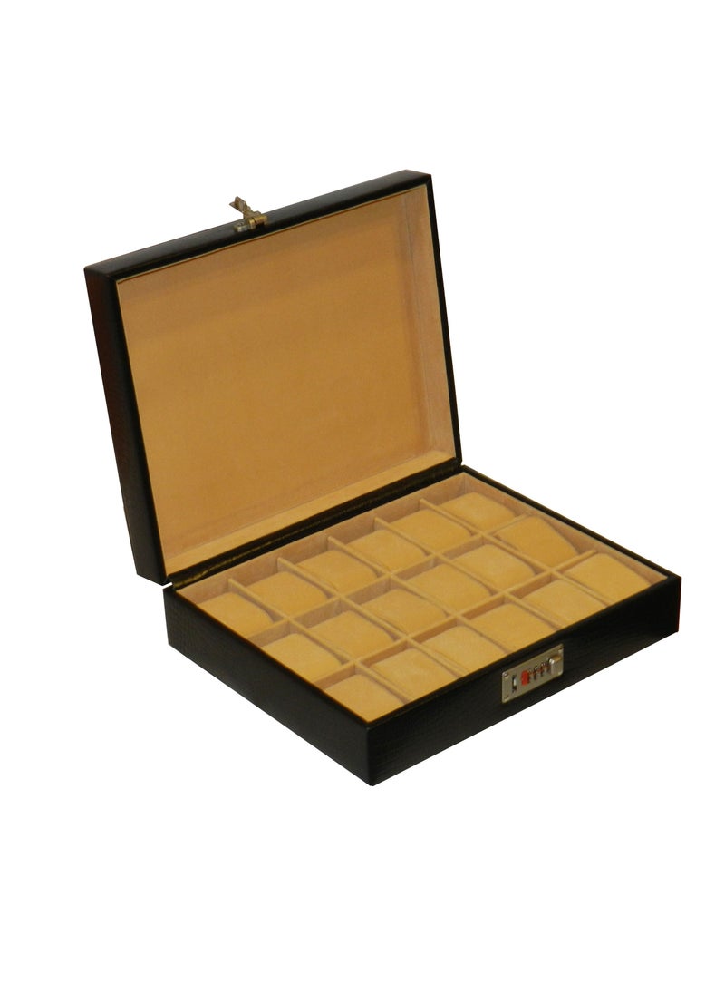 LAVERI LEATHER - Laveri Watch Box for Men Women (18 Slots), Premium  Leather Watch Case  Organizer with Crystal Glass Top, Removable Pillow - Image 1