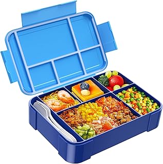 Jelife Bento Lunch Box for Kids - 1450ml Leakproof Kids Bento Box 6 Compartments Toddler Lunch boxes with Silverware - Image 1