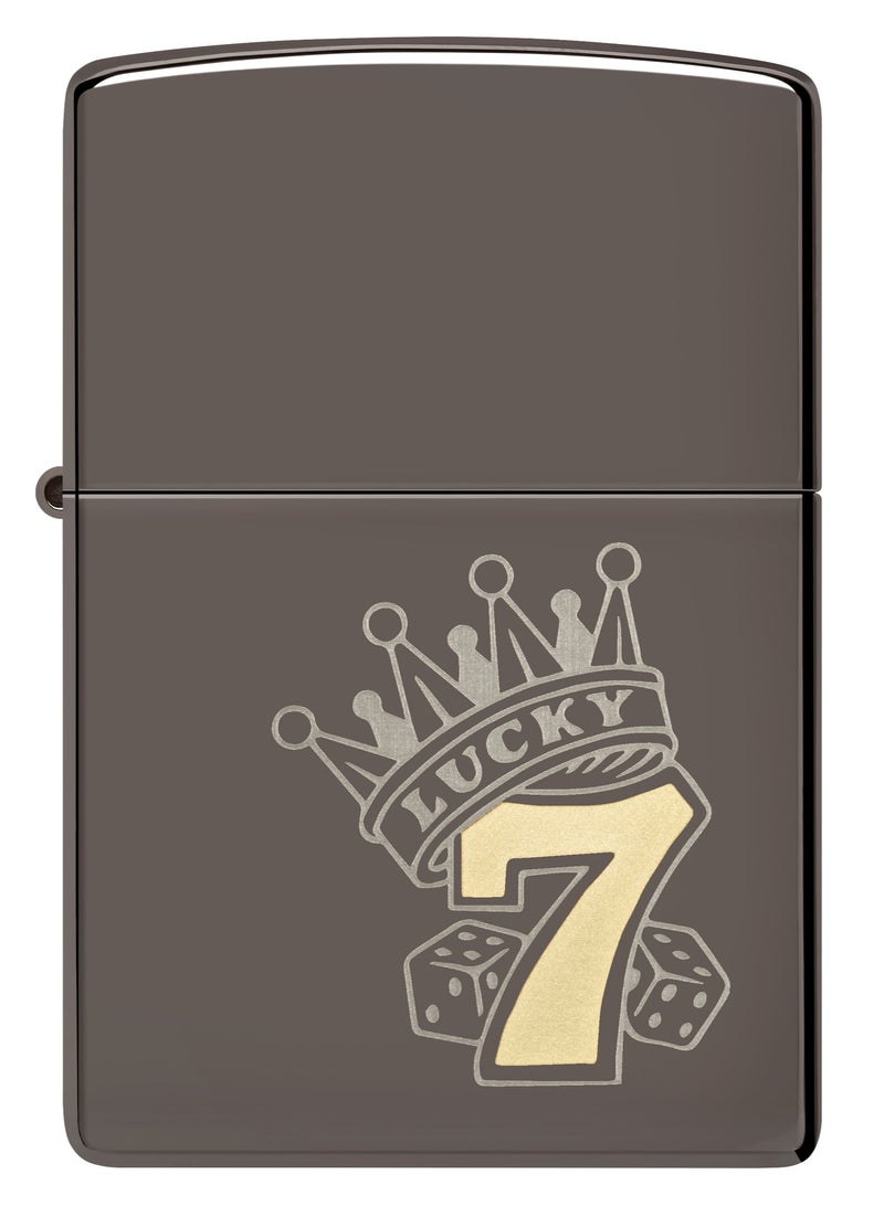 Zippo 48913 Lucky 7 Design Black Ice Windproof Lighter - Image 2