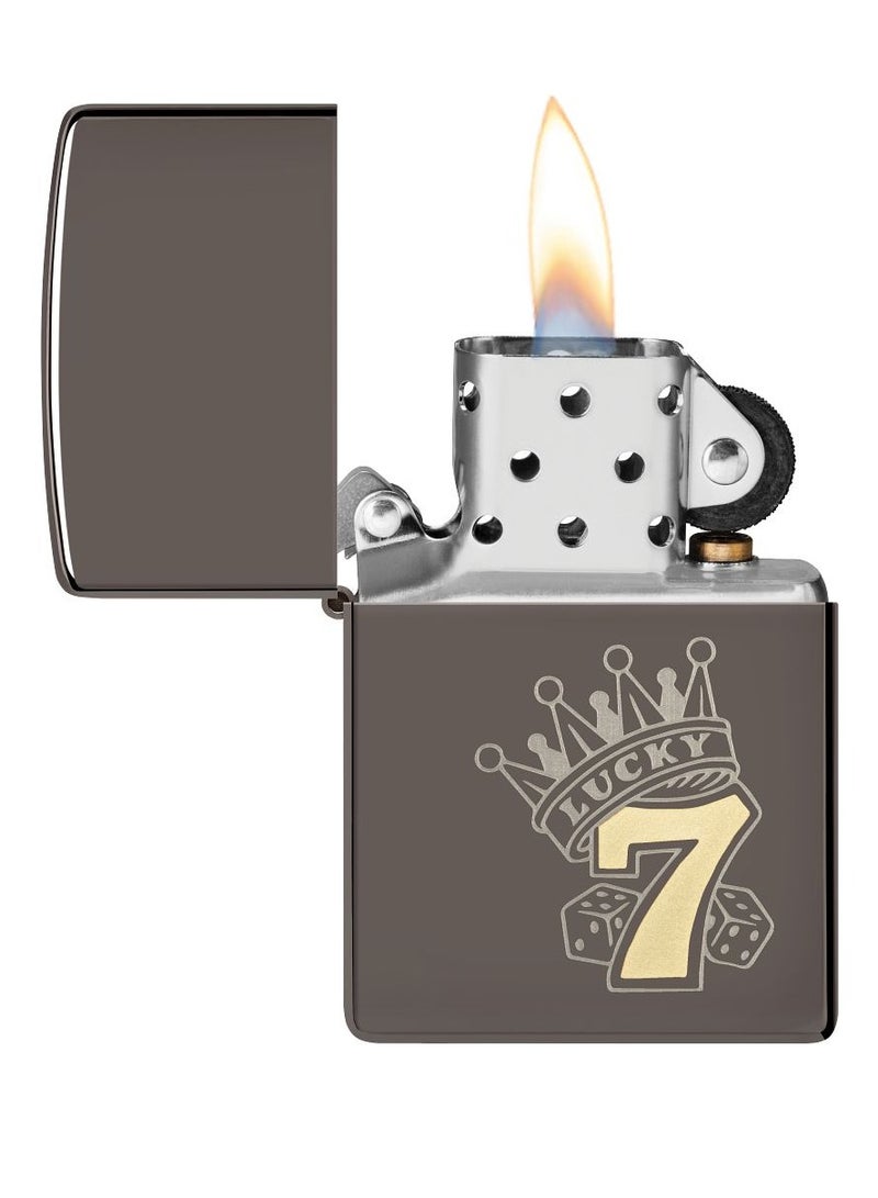 Zippo 48913 Lucky 7 Design Black Ice Windproof Lighter - Image 3