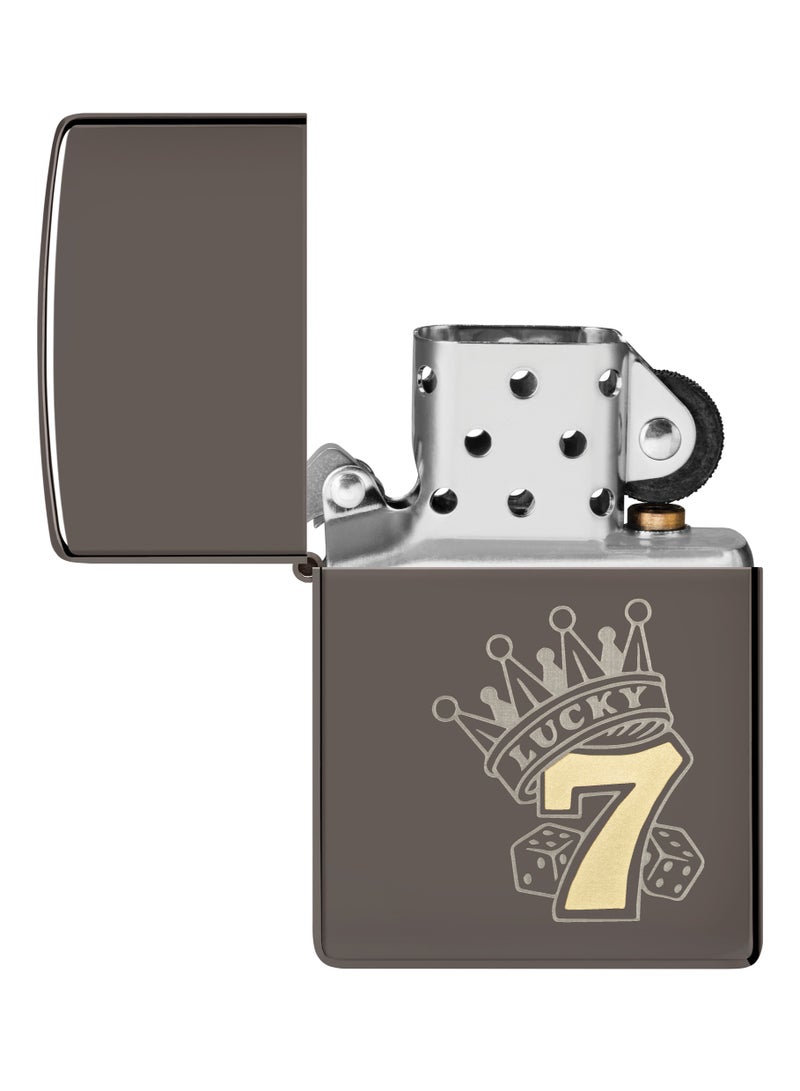 Zippo 48913 Lucky 7 Design Black Ice Windproof Lighter - Image 4