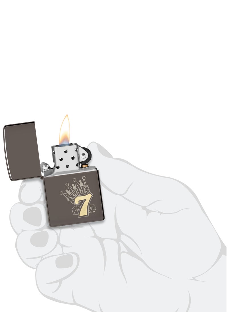 Zippo 48913 Lucky 7 Design Black Ice Windproof Lighter - Image 5