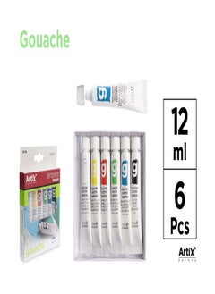 Gouache Paint Set - 6 Colors, 12ml Each