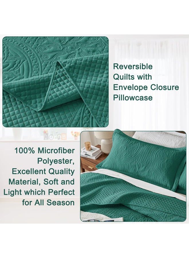 Qucover Blue Oversized King Bedspreads 128"x120" - California King Quilt Sets, Lightweight Summer Soft Microfiber Bed Coverlet Super King (1 Cal King Quilt, 2 Pillow Shams) - Image 5