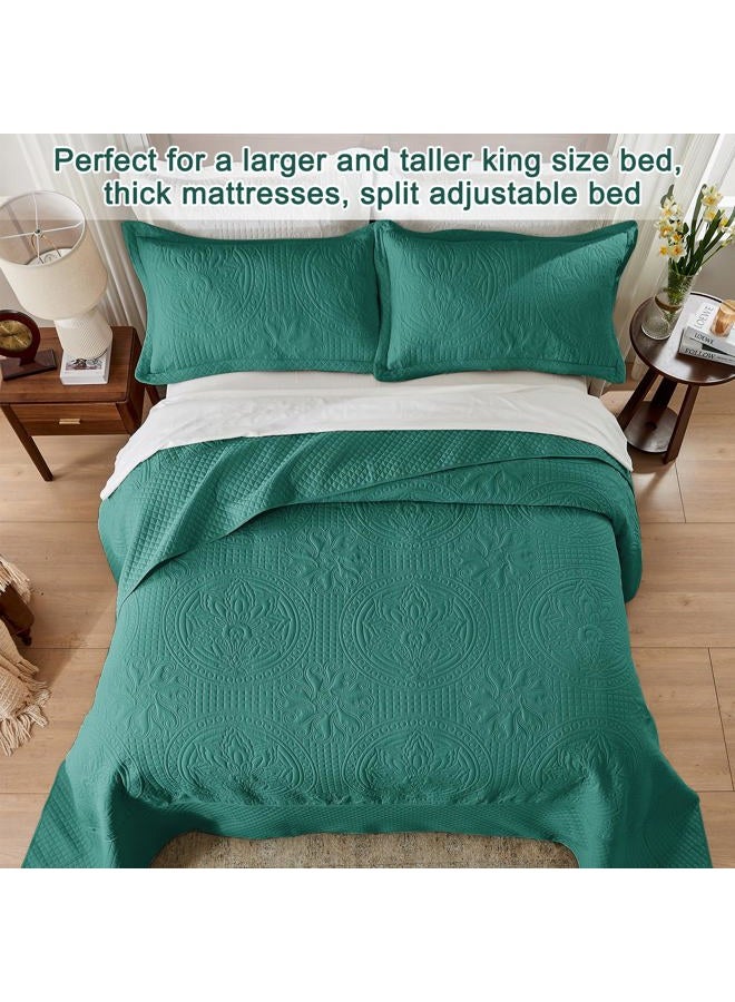 Qucover Blue Oversized King Bedspreads 128"x120" - California King Quilt Sets, Lightweight Summer Soft Microfiber Bed Coverlet Super King (1 Cal King Quilt, 2 Pillow Shams) - Image 3