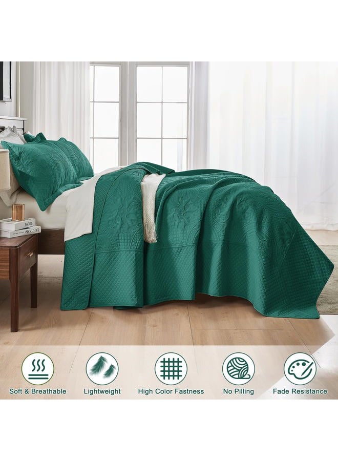 Qucover Blue Oversized King Bedspreads 128"x120" - California King Quilt Sets, Lightweight Summer Soft Microfiber Bed Coverlet Super King (1 Cal King Quilt, 2 Pillow Shams) - Image 4