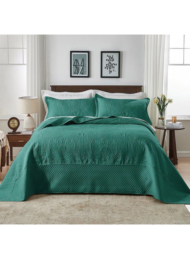 Qucover Blue Oversized King Bedspreads 128"x120" - California King Quilt Sets, Lightweight Summer Soft Microfiber Bed Coverlet Super King (1 Cal King Quilt, 2 Pillow Shams) - Image 2