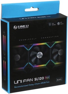 LIAN LI Uni Fan SL120 Single Pack Without Controller Argb LED Pwm Daisy-Chain (Black,120mm) 