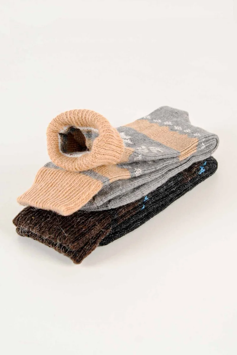 Aytuğ Men's Alpaca Wool Winter Socks 2 PACK SOCKS-3097 G/a