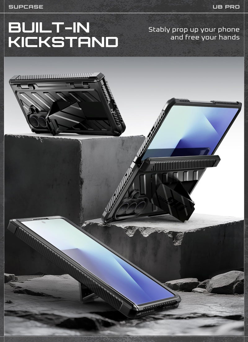 SUPCASE for Samsung Galaxy Z Fold 7 Case with Kickstand (UB Pro), [Built-in Tempered Glass Screen Protector] [Hinge Coverage] [Military-Grade Protection] Full-Body Heavy-Duty Rugged Phone Case, Black - Image 4