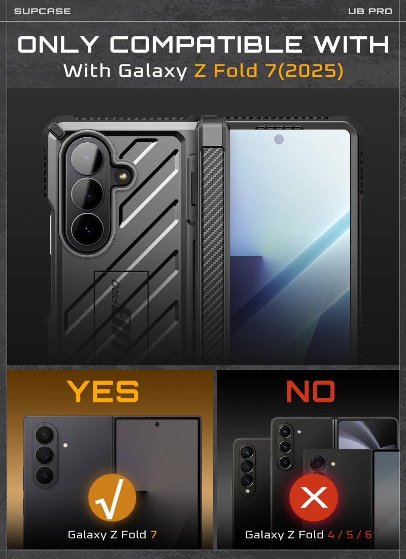 SUPCASE for Samsung Galaxy Z Fold 7 Case with Kickstand (UB Pro), [Built-in Tempered Glass Screen Protector] [Hinge Coverage] [Military-Grade Protection] Full-Body Heavy-Duty Rugged Phone Case, Black - Image 2