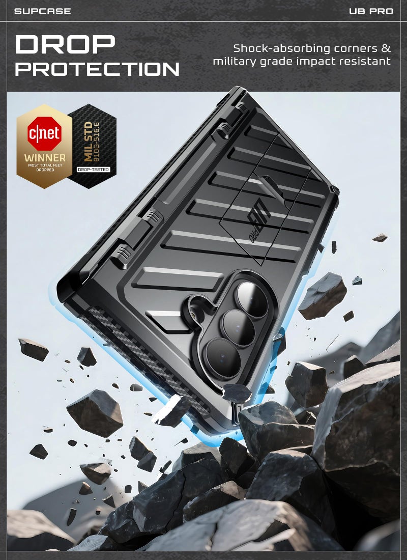SUPCASE for Samsung Galaxy Z Fold 7 Case with Kickstand (UB Pro), [Built-in Tempered Glass Screen Protector] [Hinge Coverage] [Military-Grade Protection] Full-Body Heavy-Duty Rugged Phone Case, Black - Image 3