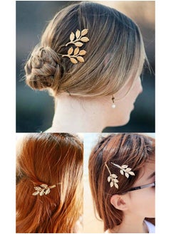 Yueton 3 Pairs Athena Olive Branch Leaves Barrettes Bobby Pin Hair Clips Bride Headwear Edge Clip Clamps (1+3+5 Leaves)  - Image 5