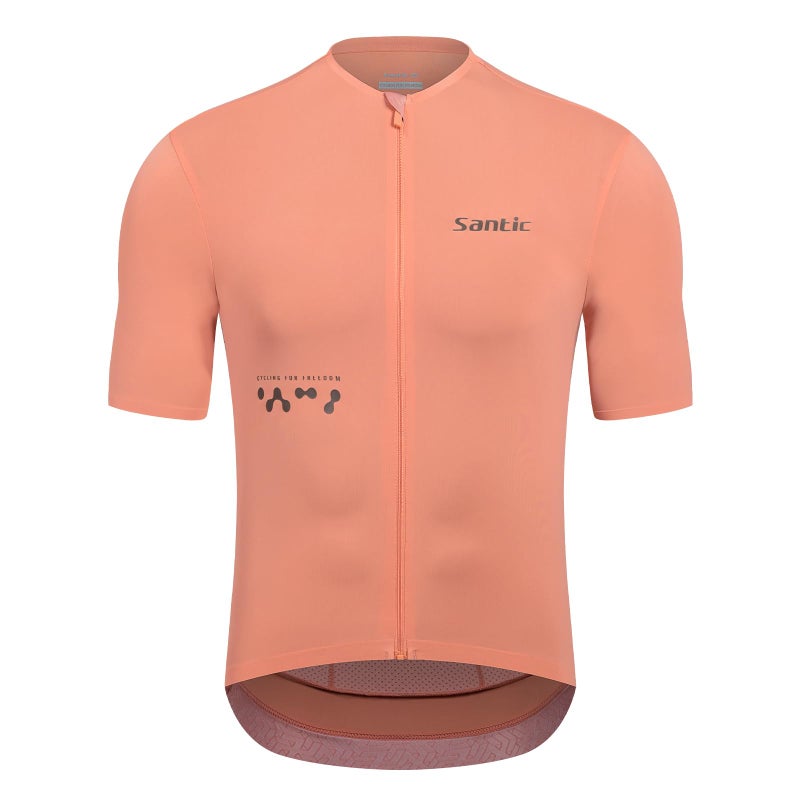 قميص دراجات سانيتيك للرجال بأكمام قصيرة قميص دراجة كامل بسحاب UPF 50 مع جيوب باللون الأحمر