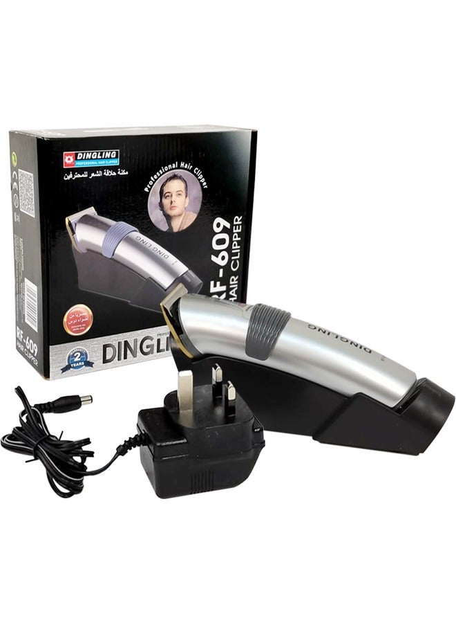 دينجلينج ماكينة حلاقة الشعر الاحترافية DINGLING RF-609، قابلة لإعادة الشحن، ماكينة تشذيب شعر الرجال، لاسلكية، ماكينة تشذيب اللحية، طول قص قابل للتعديل، مزودة بحامل شحن وفرشاة تنظيف ومشط، للاستخدام المنزلي أو في صالونات الحلاقة. - Image 1