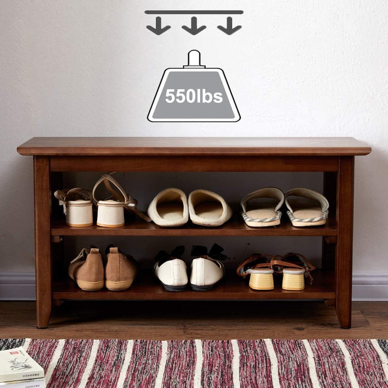 Streem Solid Wood 2 Tier Shoe Rack Shoe Storage Organizer for Front Door Entrance Entryway End of Bed Bench for Entry Bedroom Closet Living Room Hallway 80 cm - Image 4