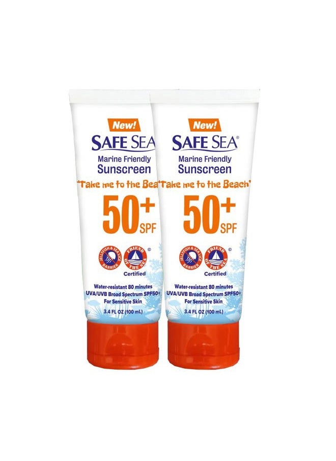 safe sea - Anti-Jellyfish Sting Protective Lotion - Sunscreen - Sunblock - Sea Lice - Jelly Fish - 50SPF Adults (Tube 3.4 oz 2 pack) - Image 1