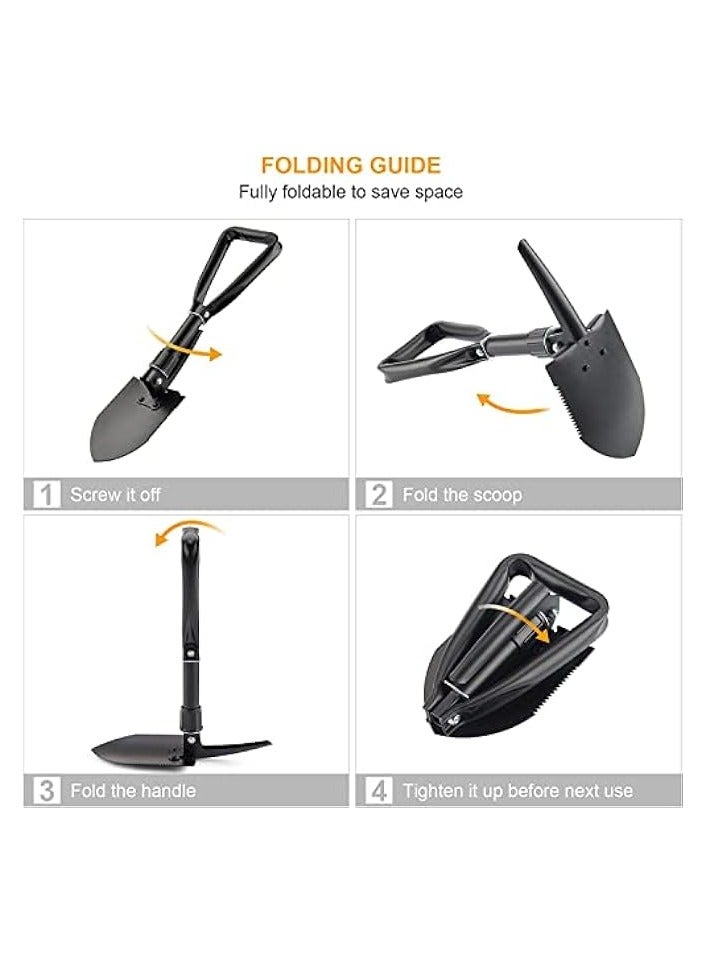 erorex Portable Folding Shovels, Collapsible Camping Shovel with Nylon Carrying Pouch and High Carbon Steel Handle, Compact and Multi-Functional Tool  - Image 4