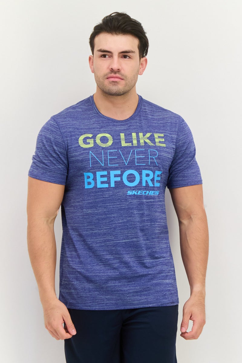 SKECHERS Men Sportswear Fit Short Sleeve Training T-Shirts, Heather Blue - Image 1