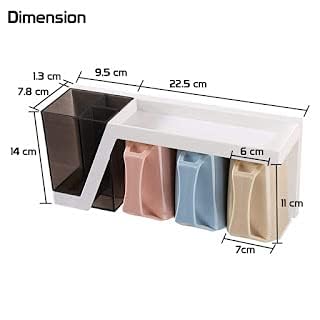 Klever Kitchen kleverkitchen Self Adhesive & Space Saving Wall Mounted Magic Sticker Series 4 Cups Toothbrush Holder for Bathroom Multipurpose Shelf Cosmetic Toiletry Stand/Rack, Comb, Cream, Lotion - Image 2