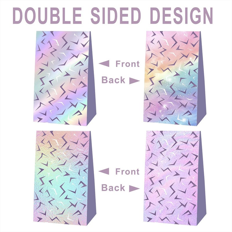 OU RUI 12Pcs Purple Demon Birthday Party Gift Bags Goodie Bags Double Sided Rainbow Gradient Lightning Design for Kids Purple Demon Birthday Party Decorations - Image 2