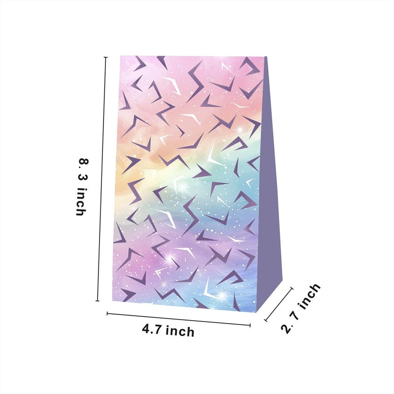 OU RUI 12Pcs Purple Demon Birthday Party Gift Bags Goodie Bags Double Sided Rainbow Gradient Lightning Design for Kids Purple Demon Birthday Party Decorations - Image 3