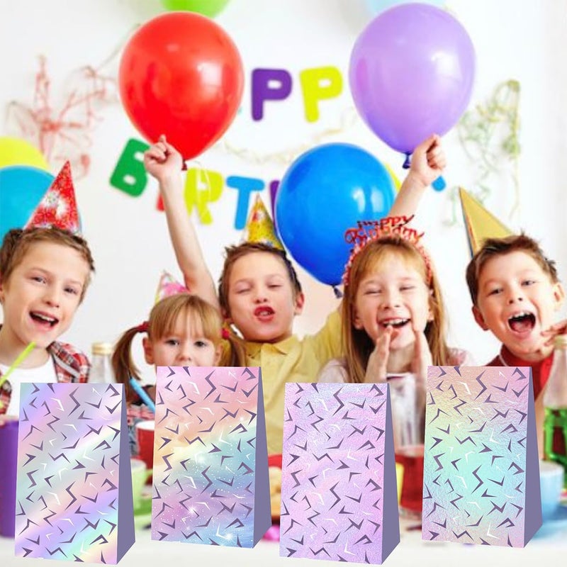 OU RUI 12Pcs Purple Demon Birthday Party Gift Bags Goodie Bags Double Sided Rainbow Gradient Lightning Design for Kids Purple Demon Birthday Party Decorations - Image 4