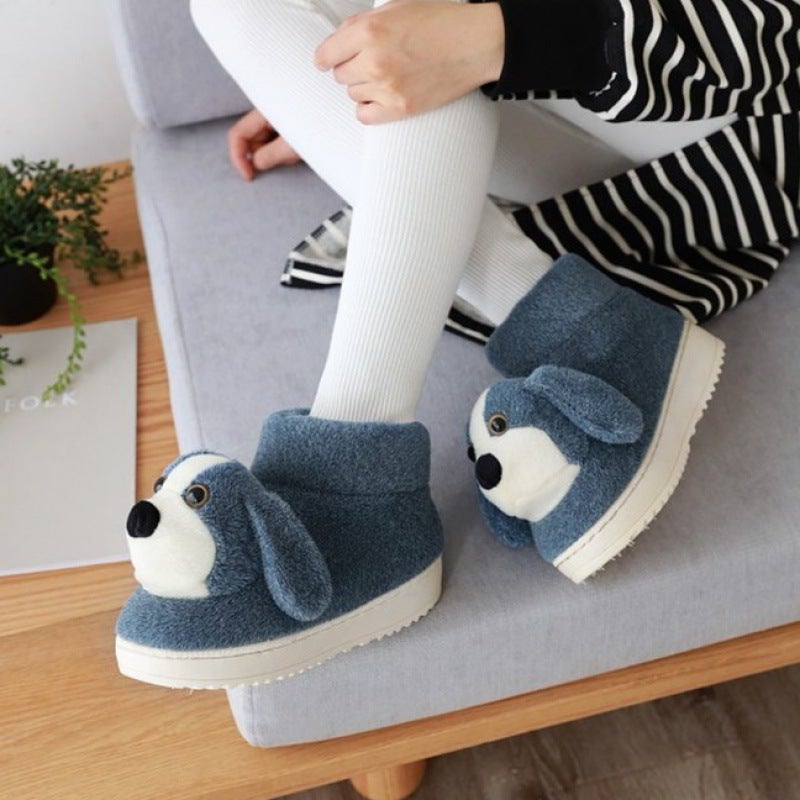 Winter Children'S Cotton Shoes Women'S Cute Cartoon Dog Fleece-Lined Fur Shoes Indoor Home Boys And Girls Bag And Cotton Slippers - Image 1