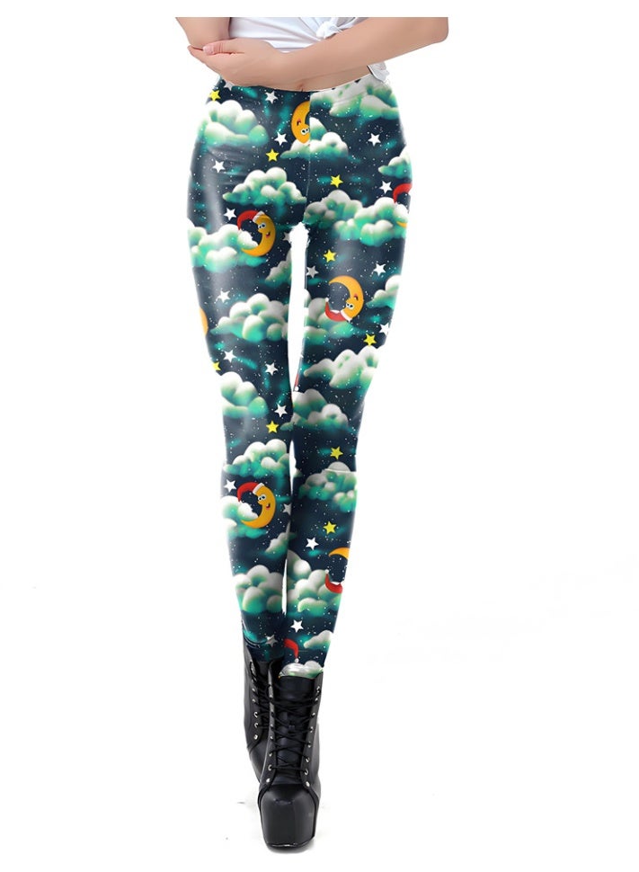 Loquat Womens Printed Christmas Leggings High Waist Xmas Tight Holiday Skinny Pants - Image 1