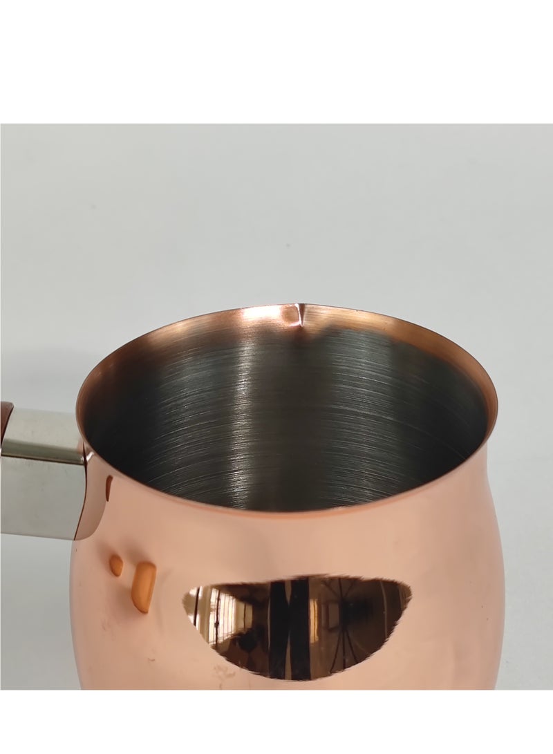 HTH Set of 3 Stainless Steel Classic Turkish Coffee Pots Wood Long Handle Coffee Warmer Milk Pot - Image 4