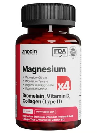 anocin MAGNEZYUM X4 COMPLEX CİTRATE, TAURATE, BİSGLYCİNATE, MALATE + BROMELAİN + KOLAJEN+ H.ASİT+D+B12+B6 30 tablet - pzsku/Z7E5A48E2D45AA505E707Z/45/1746893947/26dc17c4-71cc-4f07-87af-73a47f54bf77