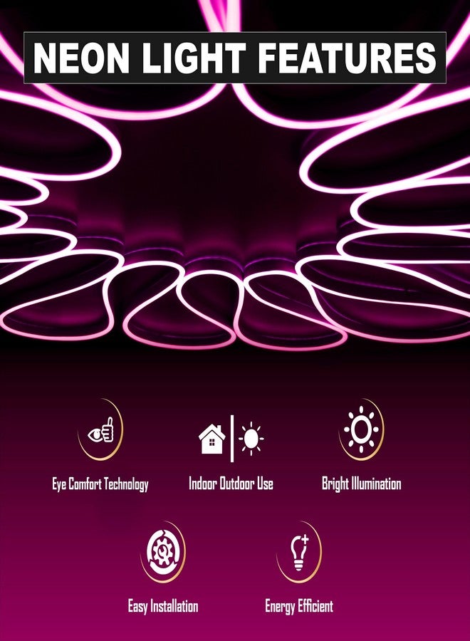 Forus 3 Meter LED Neon Strip Light - Pink, Flexible Waterproof Cuttable Rope Lights, Indoor Outdoor Diwali Decorative Cove Lighting, Home Decor, Festival, Villa Decorations, 6-Months Warranty - Image 2