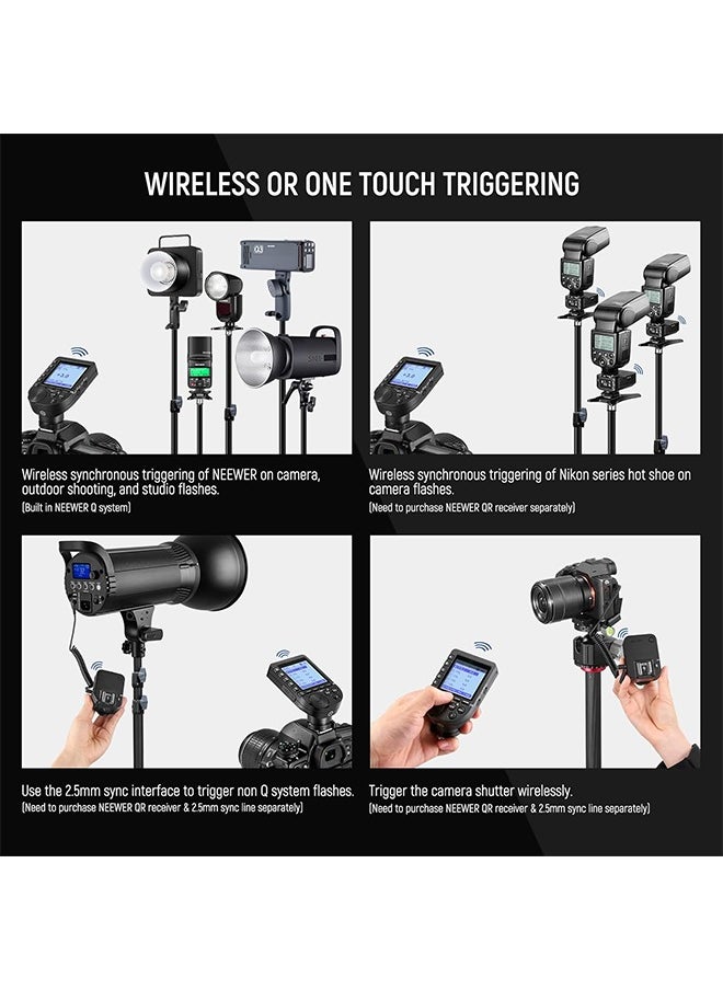 Neewer - NEEWER Upgraded QPRO-N TTL Wireless Flash Trigger Compatible with Nikon 1/8000s HSS Large Screen Slanted Design 5 Group 9 Customizable Functions for Q4 Q3 Z2 Z1 Z760 NW760 S101-300W PRO/400W PRO  (NOT compatible with D810) - Image 1