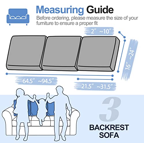 WEYOND Large Backrest Cushion Covers Super Stretch Backrest Covers for 3 Cushion Couch Sofa, Couch Back Cushion Covers Featuring with Chenille Yarn (Softer Version, 3PC, Dark Grey) - Image 4