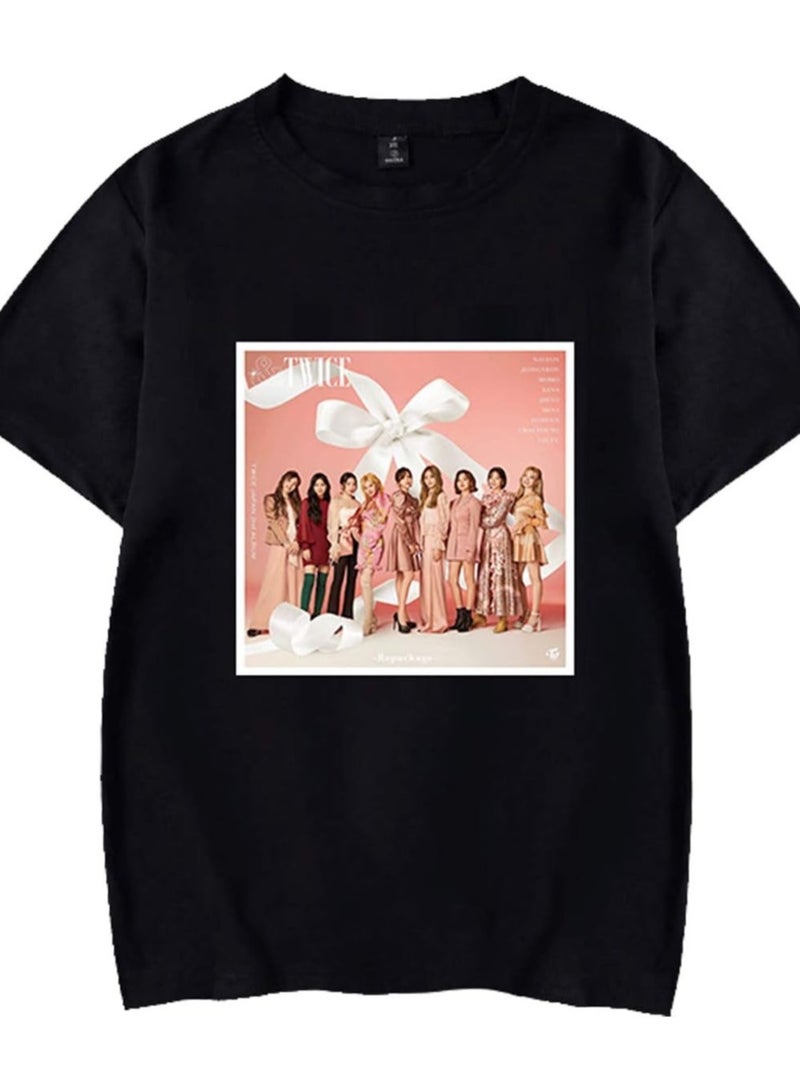 تي شيرت قطني مطبوع للجنسين من مرتين للرجال والنساء - ملابس مريحة لمحبي الكيبوب، ملابس يومية كاجوال