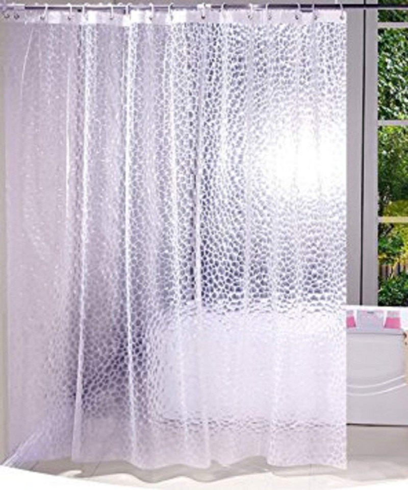 Kuber Industries Transparent PVC Shower Curtain|Size 9ft (White), Washable - Image 1