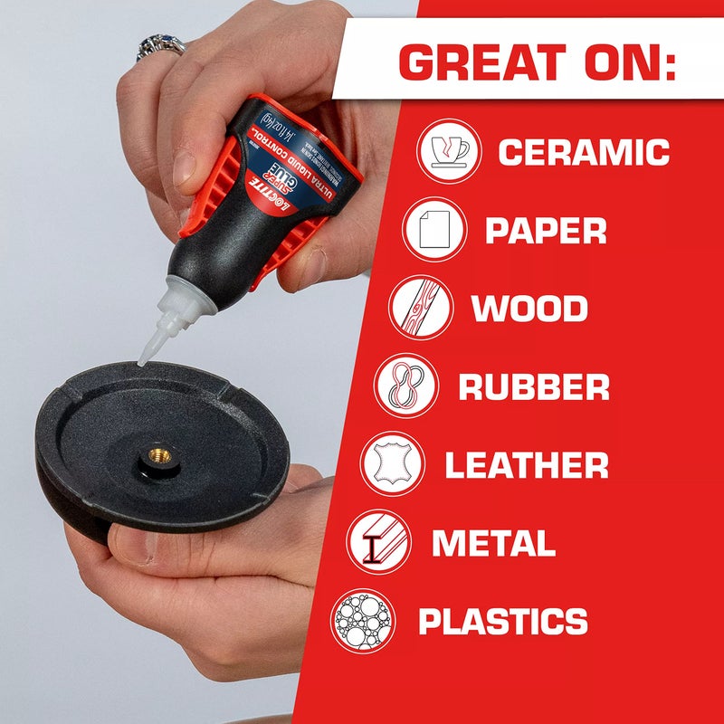 Loctite Super Glue Ultra Liquid Control, Clear, 0.14 fl oz Bottle, 6 Pack - Superglue for Plastic, Wood, Metal, Crafts & Repair, Cyanoacrylate Adhesive Instant Glue, Quick Dry - Image 3