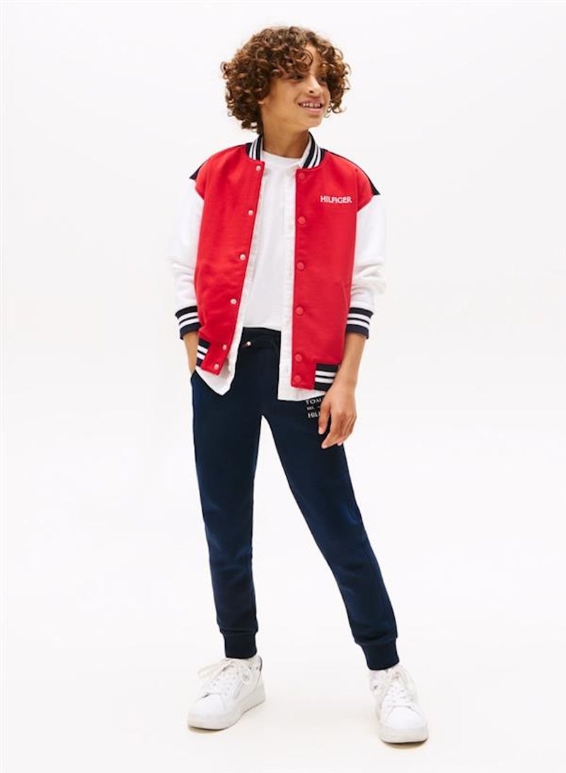 تومي هيلفيغر بنطال جري بشعار من القطن للأولاد، أزرق - Image 3