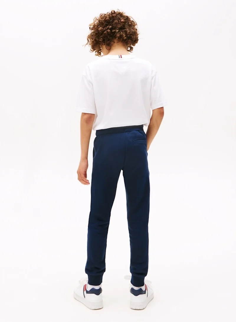 TOMMY HILFIGER Boys' Cuffed Leg Logo Joggers - Cotton, Blue